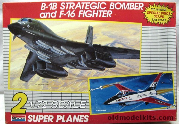 Monogram 1/72 B-1B Strategic Bomber and F-16 Fighting Falcon, 6142 plastic model kit